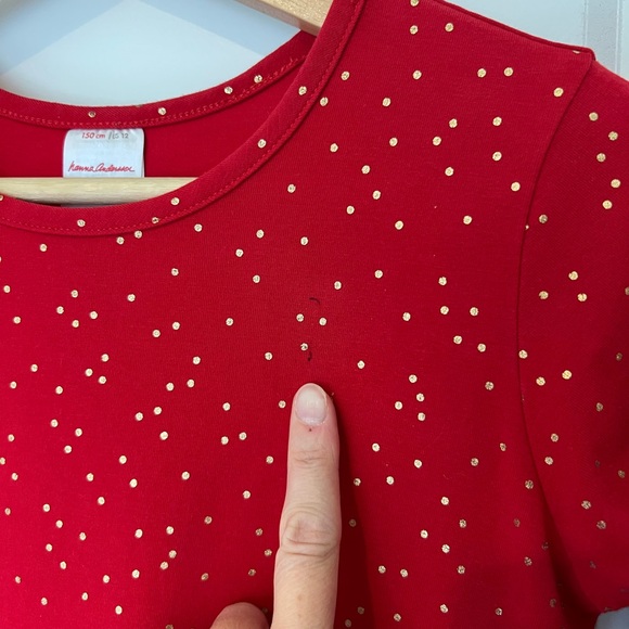 Hanna Andersson: Shimmer Star Dress in Soft Tulle Red with Gold Sparkle: Size 12 - Picture 6 of 6